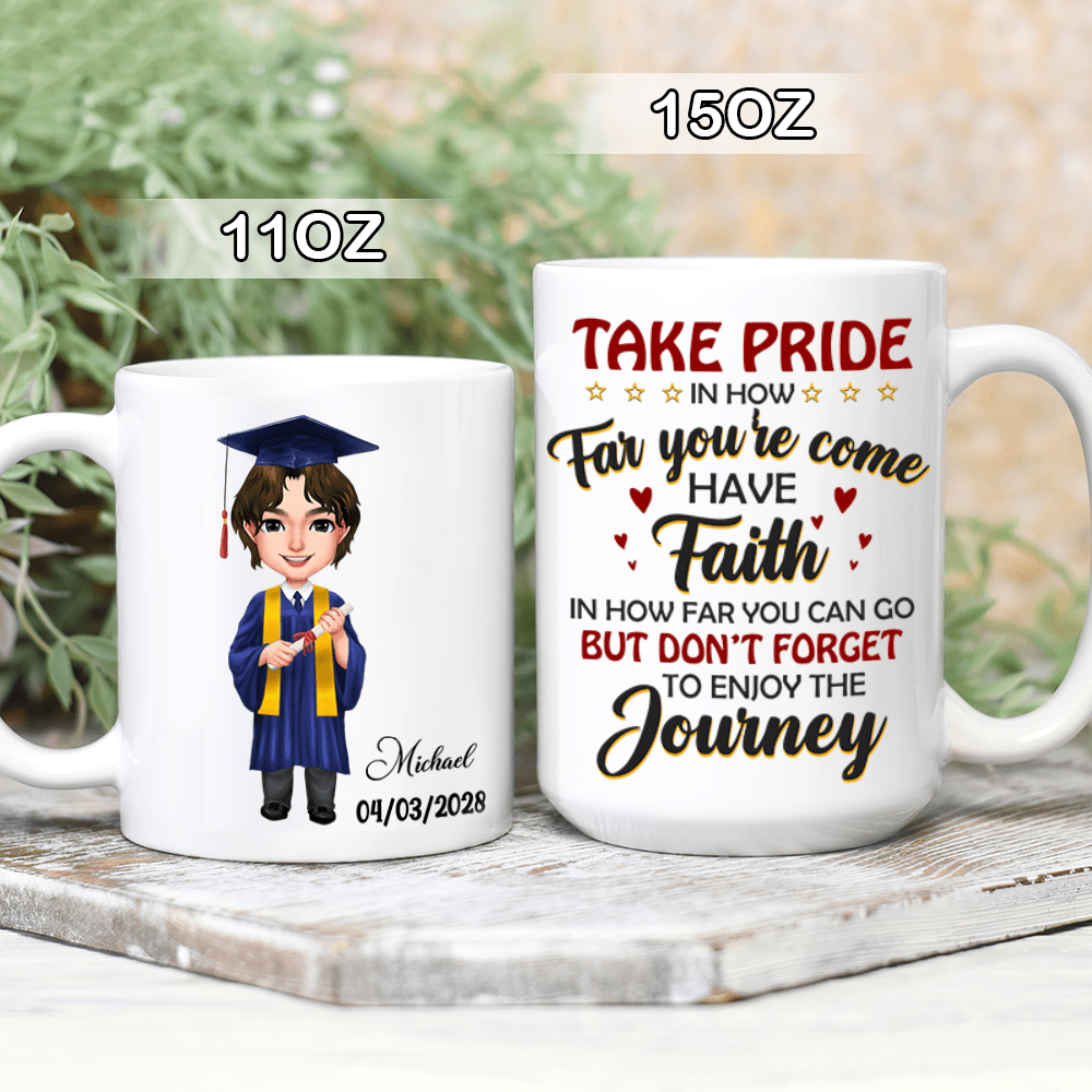 Take Pride Congrats Grad Graduation mug, Custom Chibi ClipArt HN590