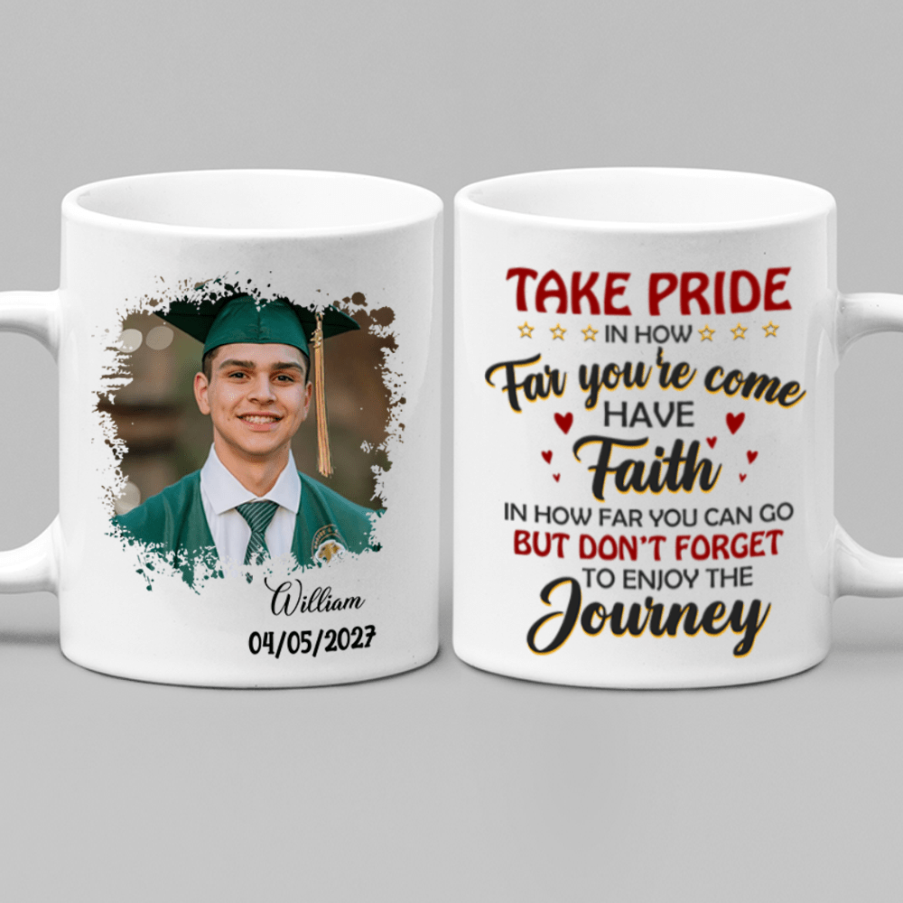 Take Pride Congrats Grad Graduation mug, Upload Photo HN590