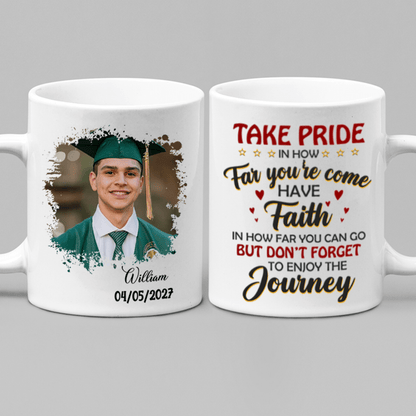 Take Pride Congrats Grad Graduation mug, Upload Photo HN590