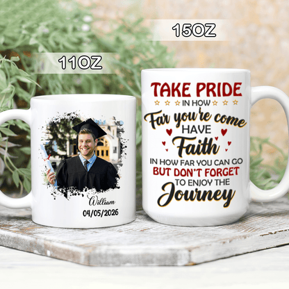 Take Pride Congrats Grad Graduation mug, Upload Photo HN590