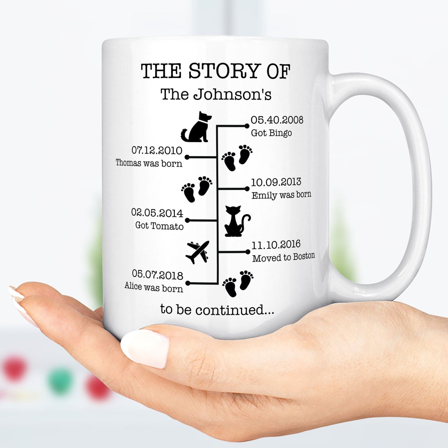 The Story Of Us Timeline, Gift For Husband, Gift For Wife, Personalized Custom Photo Anniversary Mug C366