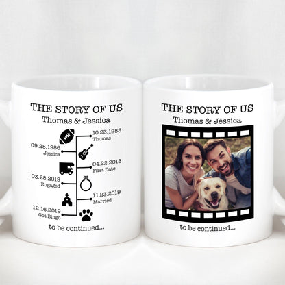 The Story Of Us Timeline, Gift For Husband, Gift For Wife, Personalized Custom Photo Anniversary Mug C366