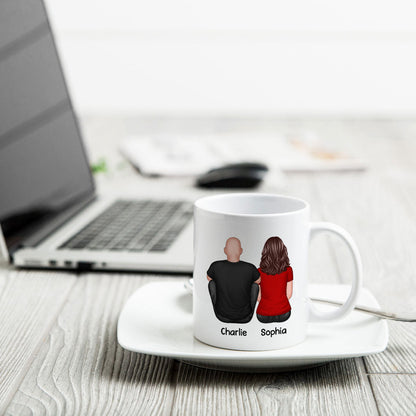Behind Spoiled Daughter Is Bald Headed Father Back View Funny Father's Day Gift For Dad Personalized Mug