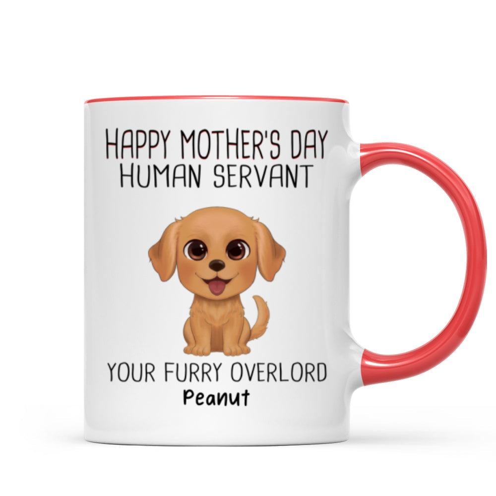Watercolor Cute Dogs Happy Mother's Day Human Servant Personalized Mug, Gift For Dog Mom, Dog Lovers