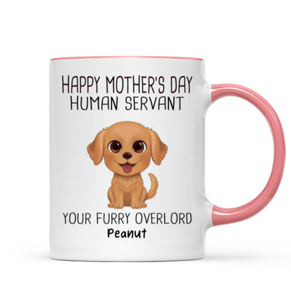 Watercolor Cute Dogs Happy Mother's Day Human Servant Personalized Mug, Gift For Dog Mom, Dog Lovers