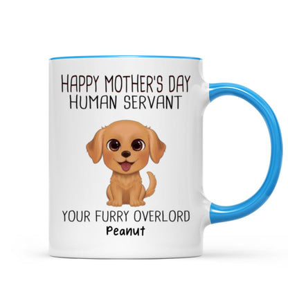 Watercolor Cute Dogs Happy Mother's Day Human Servant Personalized Mug, Gift For Dog Mom, Dog Lovers