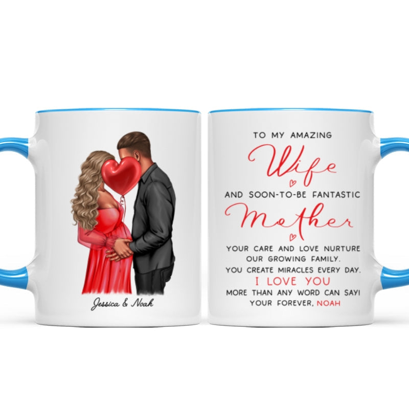Personalized Pregnant Wife Mug, Kissing Couple, Expecting From Husband Gift, Mom To Be Vday Gift, Romantic Pregnancy Gift