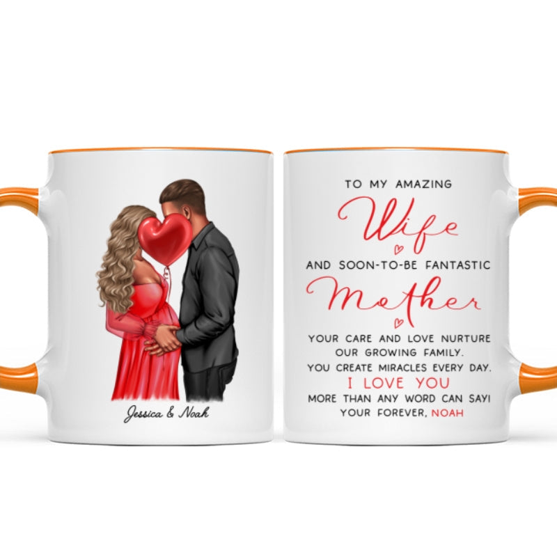 Personalized Pregnant Wife Mug, Kissing Couple, Expecting From Husband Gift, Mom To Be Vday Gift, Romantic Pregnancy Gift