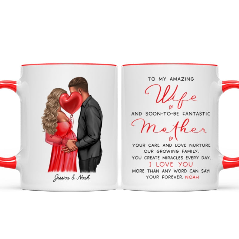 Personalized Pregnant Wife Mug, Kissing Couple, Expecting From Husband Gift, Mom To Be Vday Gift, Romantic Pregnancy Gift