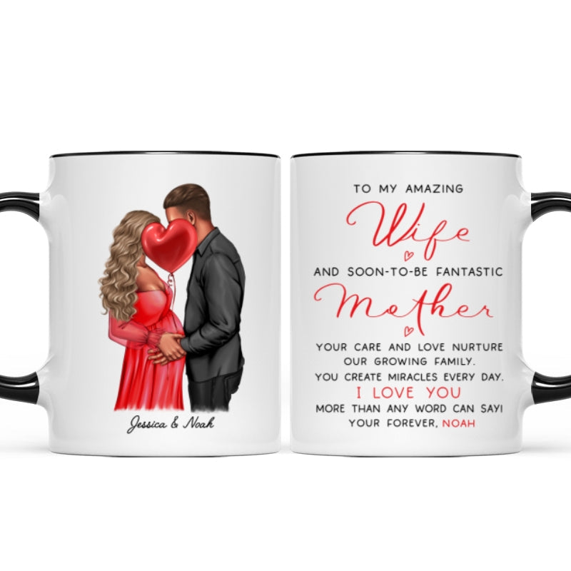 Personalized Pregnant Wife Mug, Kissing Couple, Expecting From Husband Gift, Mom To Be Vday Gift, Romantic Pregnancy Gift
