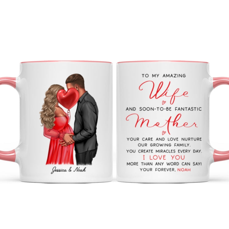 Personalized Pregnant Wife Mug, Kissing Couple, Expecting From Husband Gift, Mom To Be Vday Gift, Romantic Pregnancy Gift