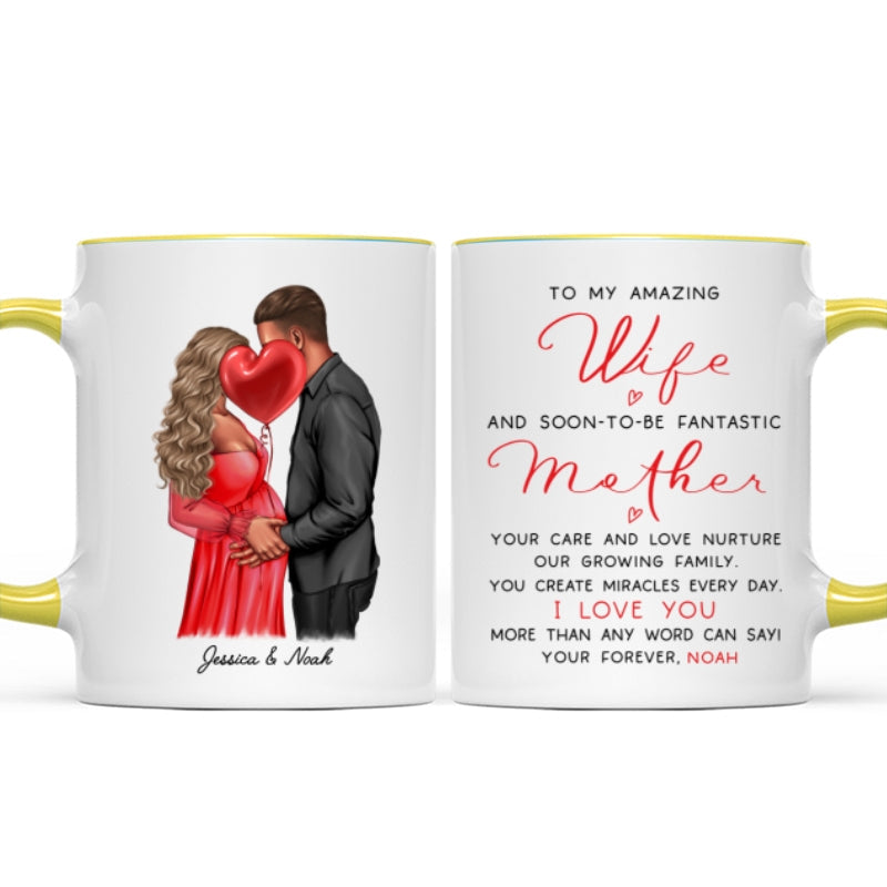 Personalized Pregnant Wife Mug, Kissing Couple, Expecting From Husband Gift, Mom To Be Vday Gift, Romantic Pregnancy Gift