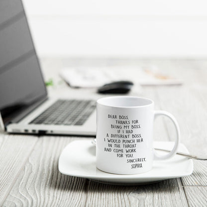 Dear Boss Personalized Mug, Funny Christmas Gift For Boss