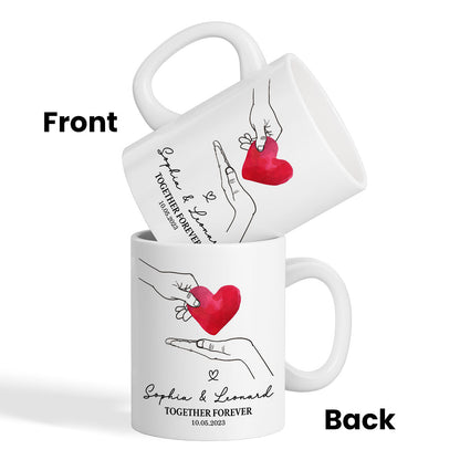 Give You My Heart Couple Hands Personalized Mug, gift, Anniversary gift for Couples