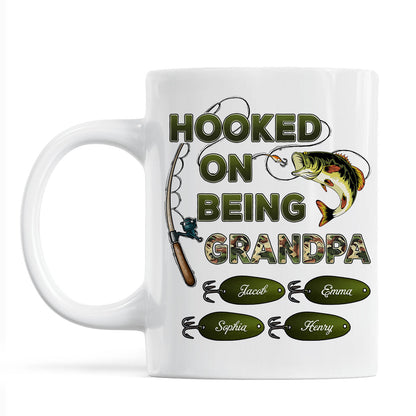 Hooked On Being Grandpa Fishing Camouflage Personalized Mug