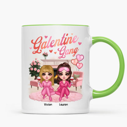 Galentine Gang Pretty Besties Sisters In House Personalized Mug, Mug, Social Club, Besties Gift