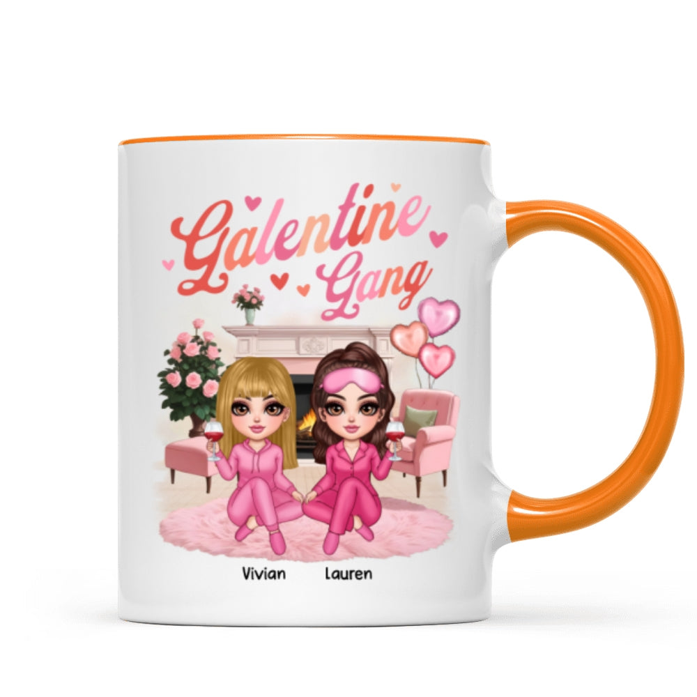 Galentine Gang Pretty Besties Sisters In House Personalized Mug, Mug, Social Club, Besties Gift