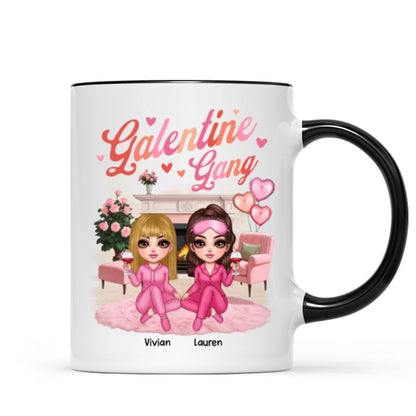 Galentine Gang Pretty Besties Sisters In House Personalized Mug, Mug, Social Club, Besties Gift