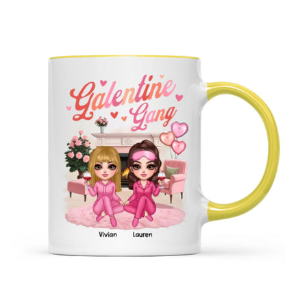 Galentine Gang Pretty Besties Sisters In House Personalized Mug, Mug, Social Club, Besties Gift