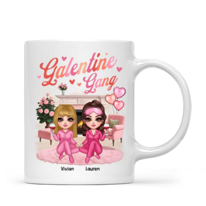 Galentine Gang Pretty Besties Sisters In House Personalized Mug, Mug, Social Club, Besties Gift