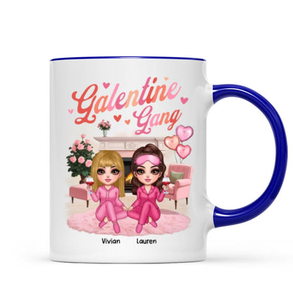 Galentine Gang Pretty Besties Sisters In House Personalized Mug, Mug, Social Club, Besties Gift