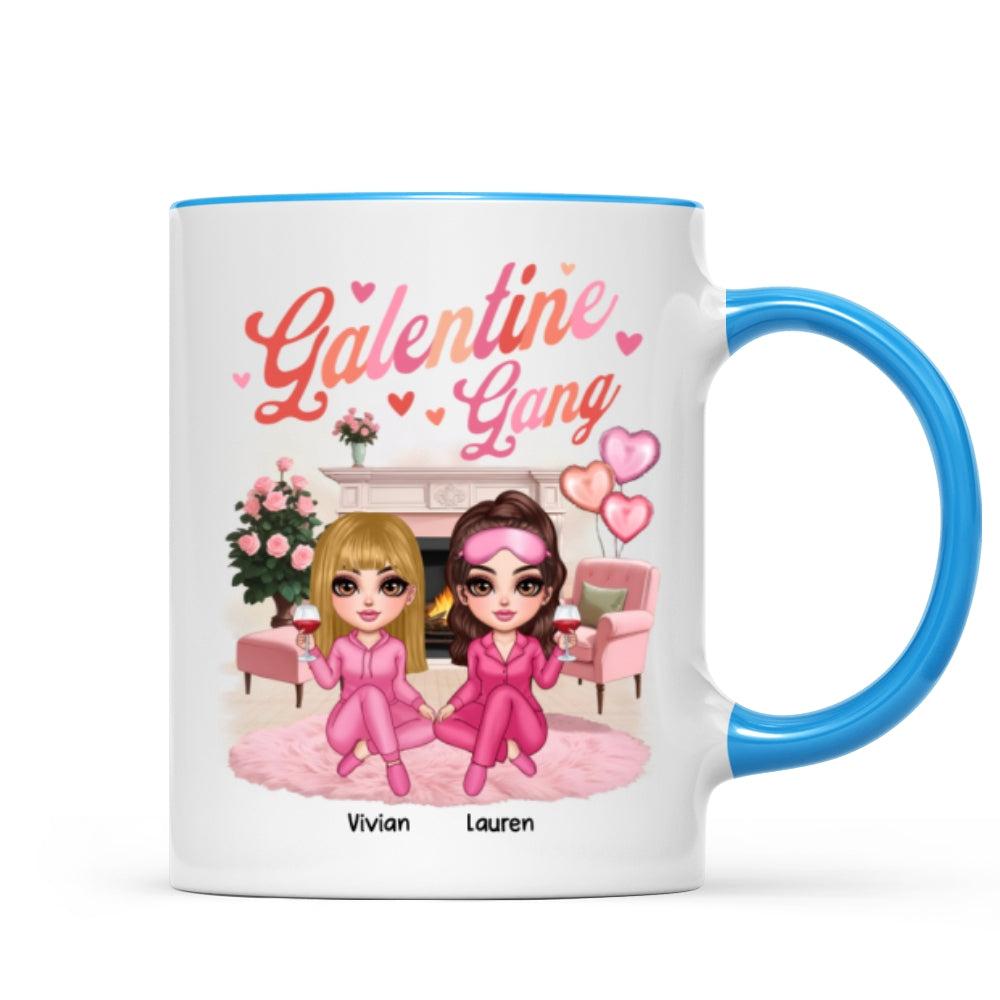 Galentine Gang Pretty Besties Sisters In House Personalized Mug, Mug, Social Club, Besties Gift