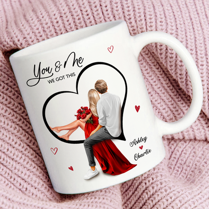 Couple Sitting On Heart Personalized Mug, Gift, Anniversary Gift for Couples,