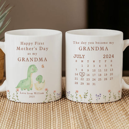 Happy 1st Mother's Day As My Grandma Nana Mommy Calendar Keepsake Personalized Mug