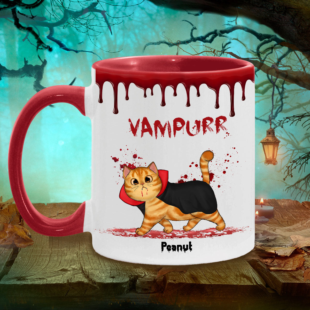 Halloween Spooky Fluffy Cat Personalized Mug