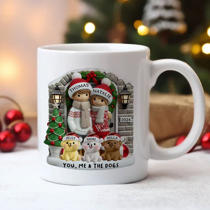 Personalized Farmhouse Couple Mug with Optional Pet Dog Cat, Christmas Gift for Him, Gift for Her
