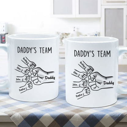 Daddy's Team Fist Bump Outline 3D Inflated Effect Personalized Mug