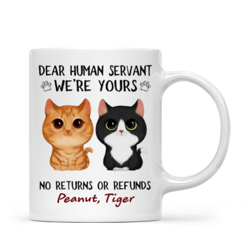 Dear Human Servant We're Yours Watercolor Cute Cat Personalized Mug