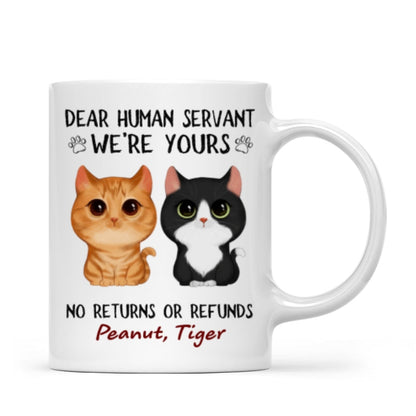 Dear Human Servant We're Yours Watercolor Cute Cat Personalized Mug