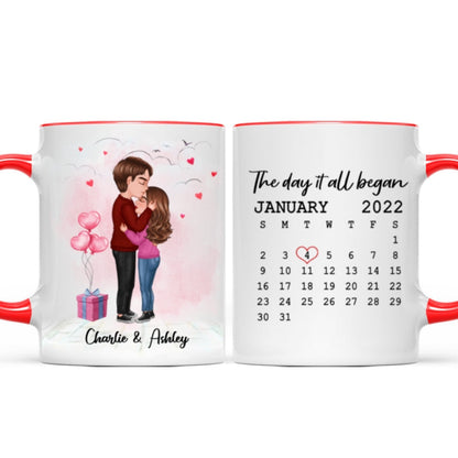 Standing Doll Couple Kissing Personalized Mug - Gift For Him Gift For Her
