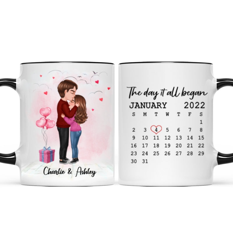 Standing Doll Couple Kissing Personalized Mug - Gift For Him Gift For Her