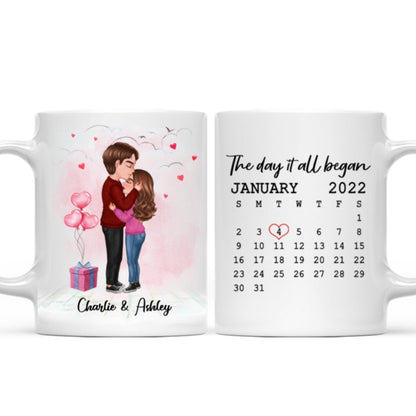 Standing Doll Couple Kissing Personalized Mug - Gift For Him Gift For Her