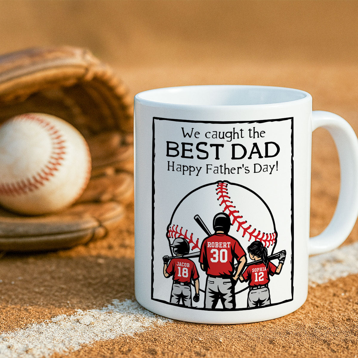 Happy Father's Day Baseball Dad Personalized Mug