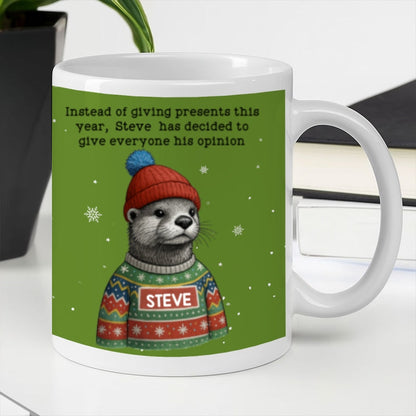 Funny Otter Christmas White Elephant Gift Exchange - Personalized Mug - Office Humor, Secret Santa