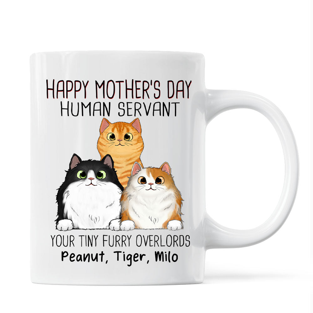 Happy Mother's Day Cat Human Servant Peeking Fluffy Cats Personalized Mug