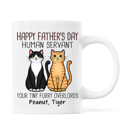 Cute Sitting Cats Happy Father's Day Human Servant Personalized Mug