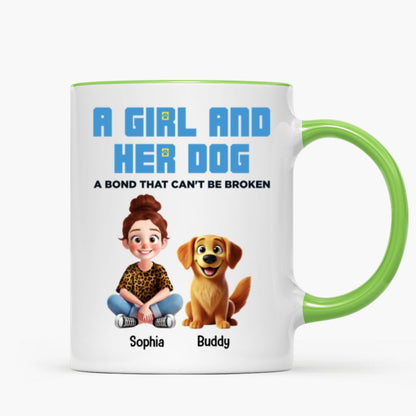 Animation Cartoon A Girl Boy And Dogs A Bond That Can't Be Broken Personalized Mug, Gift For Dog Lovers
