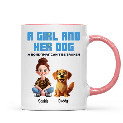 Animation Cartoon A Girl Boy And Dogs A Bond That Can't Be Broken Personalized Mug, Gift For Dog Lovers