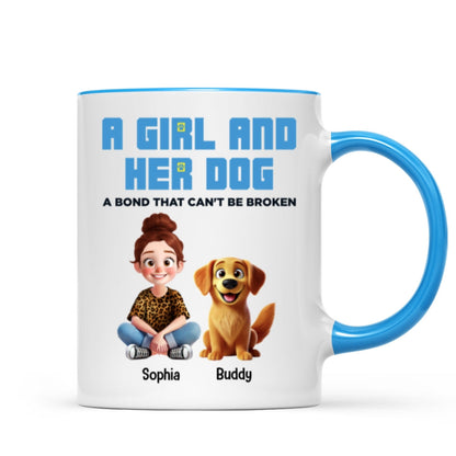 Animation Cartoon A Girl Boy And Dogs A Bond That Can't Be Broken Personalized Mug, Gift For Dog Lovers