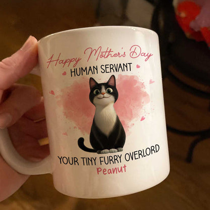 Pink Tone Happy Mother's Day Human Servant Cartoon Funny Cats Personalized Mug
