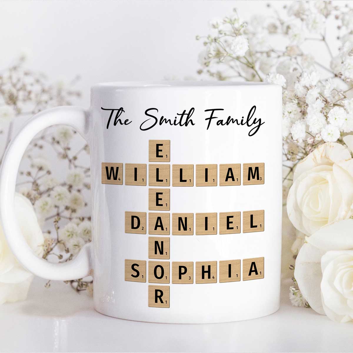 Custom Text Create Your Own Crossword Puzzle Gift For Family Friends Personalized Mug