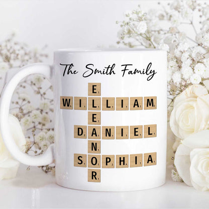 Custom Text Create Your Own Crossword Puzzle Gift For Family Friends Personalized Mug