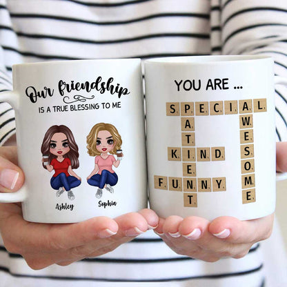 Besties Forever Front View Best Friends Unique Gift Create Your Crossword Puzzle Personalized Mug