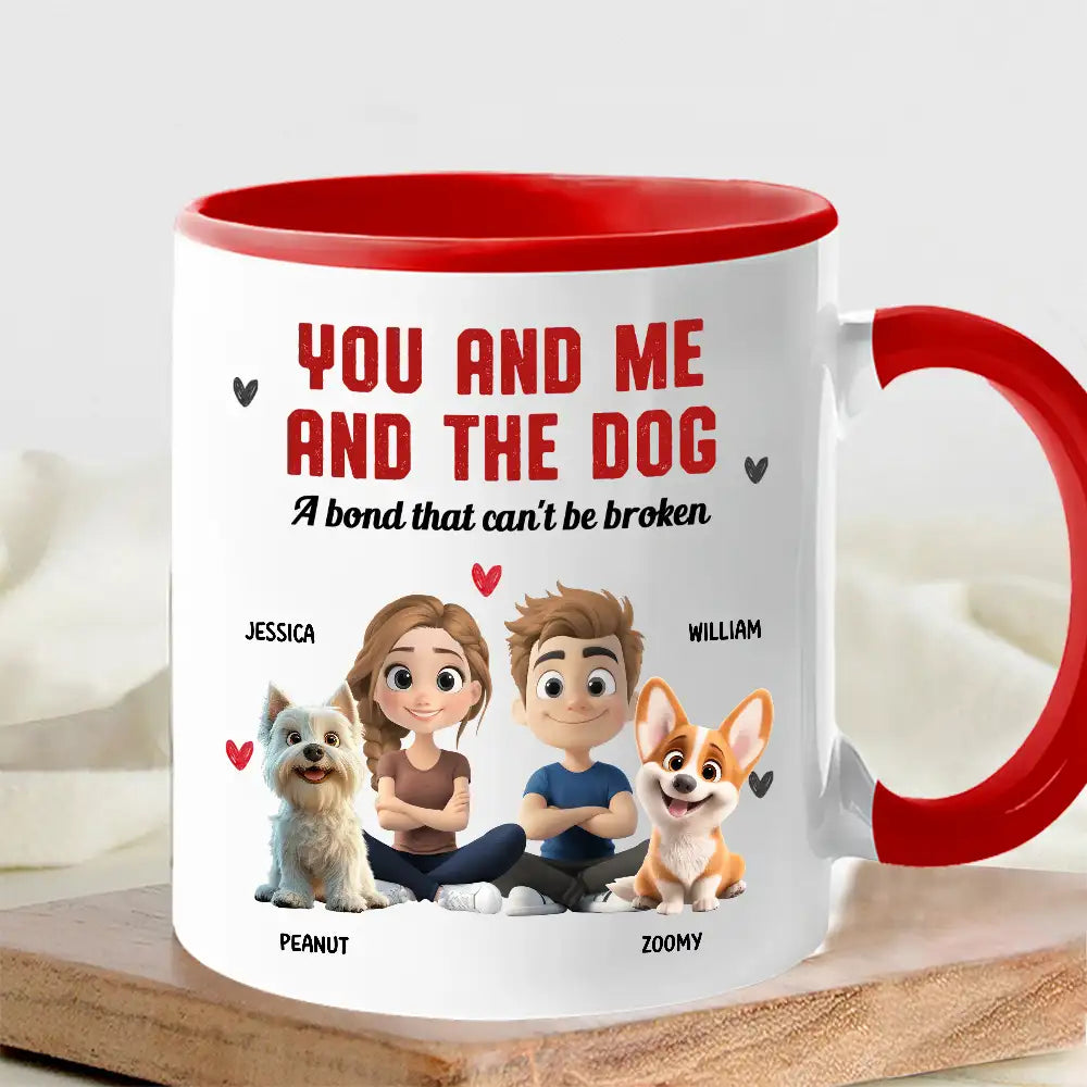 You and Me and the Dog Custom Mug | A Bond That Can't Be Broken