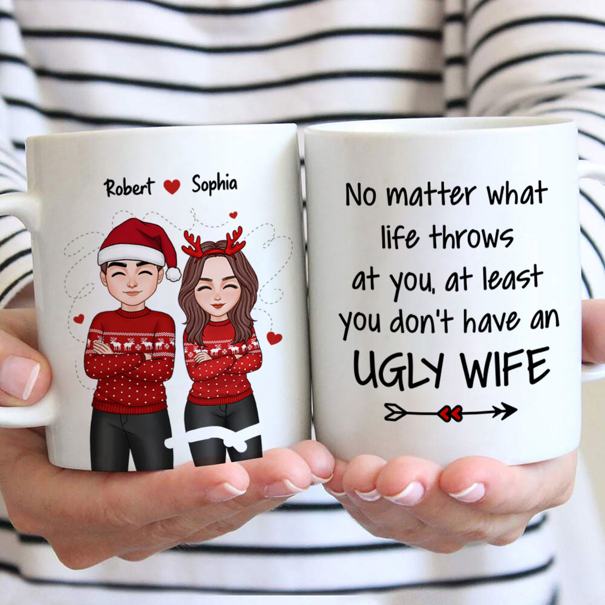 At You At Least You Don't Have An Ugly Wife Cool Couple Funny Gift For Husband Personalized Mug