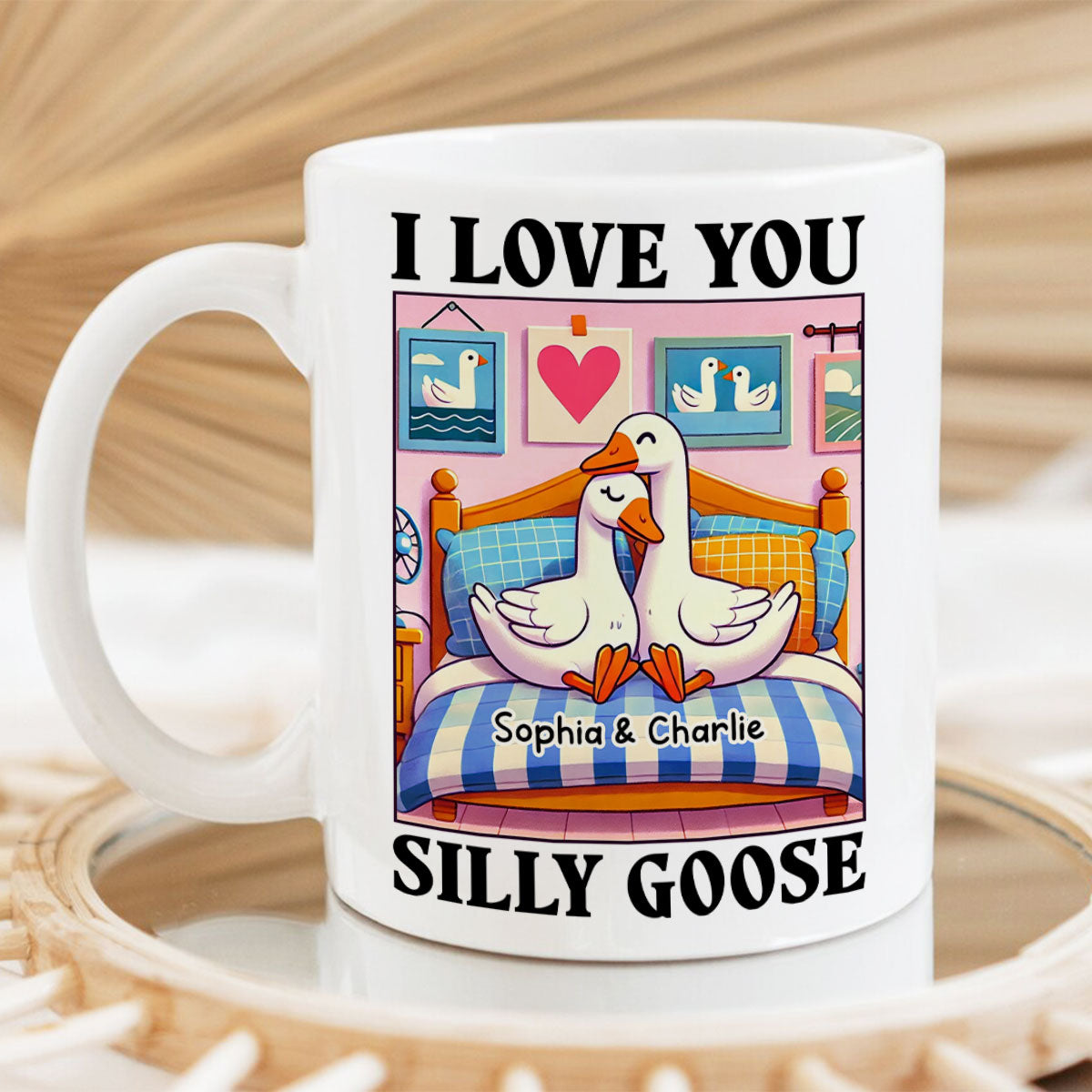 I Love You Silly Goose Cute Romantic Gift Mug, Cute Ducks Personalized Mug, Girlfriend Boyfriend Gift